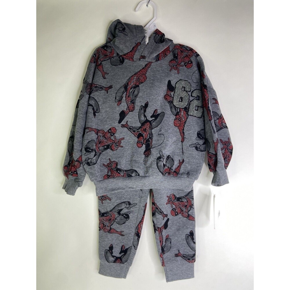 Marvel Spider-Man 2 Piece Sweatshirt Top Pants Sweatsuit Outfit Set Kids Boys 3T